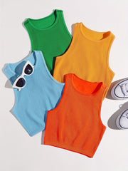 4 Pcs Seamless Rib Knit Tank Top Women's Activewear