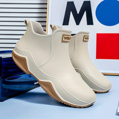 Women's Letter Graphic Rain Boots Round Toe Ankle Boots