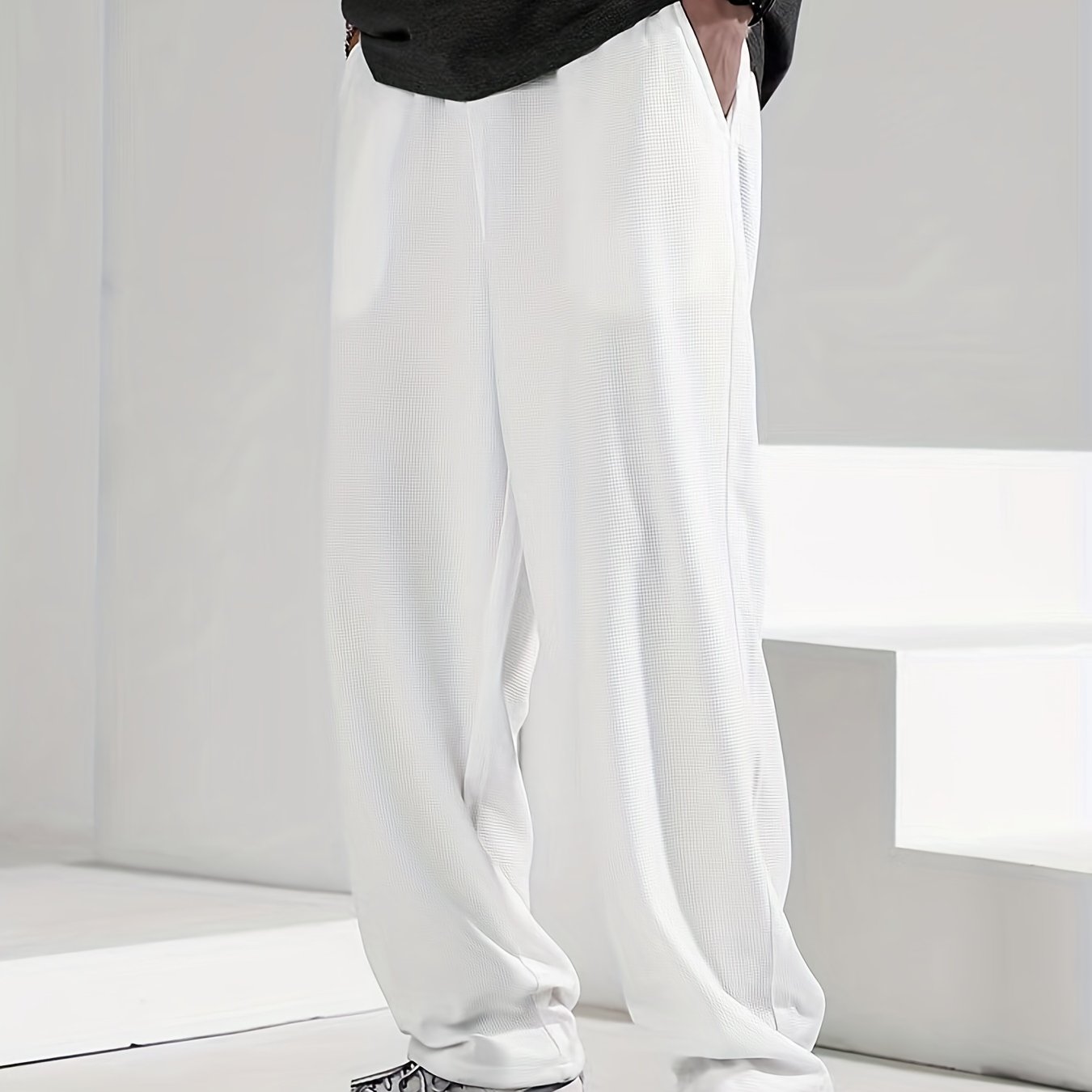 Men's Casual Stretch Waffle Pattern Joggers Sweatpants