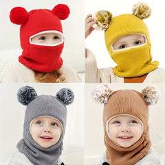 Kids Winter Warm Hat With Neck Gaiter 2-in-1