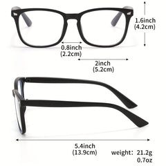 Square Frame Clear Lens Glasses Minimalist Metal Decor Eyewear Mod