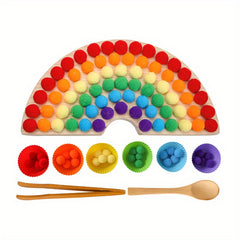 Colorful 2in1 Wooden Rainbow Clip Ball Toy