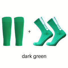 2pairs Outdoor Sports Football Socks & Calf Sleeves Set