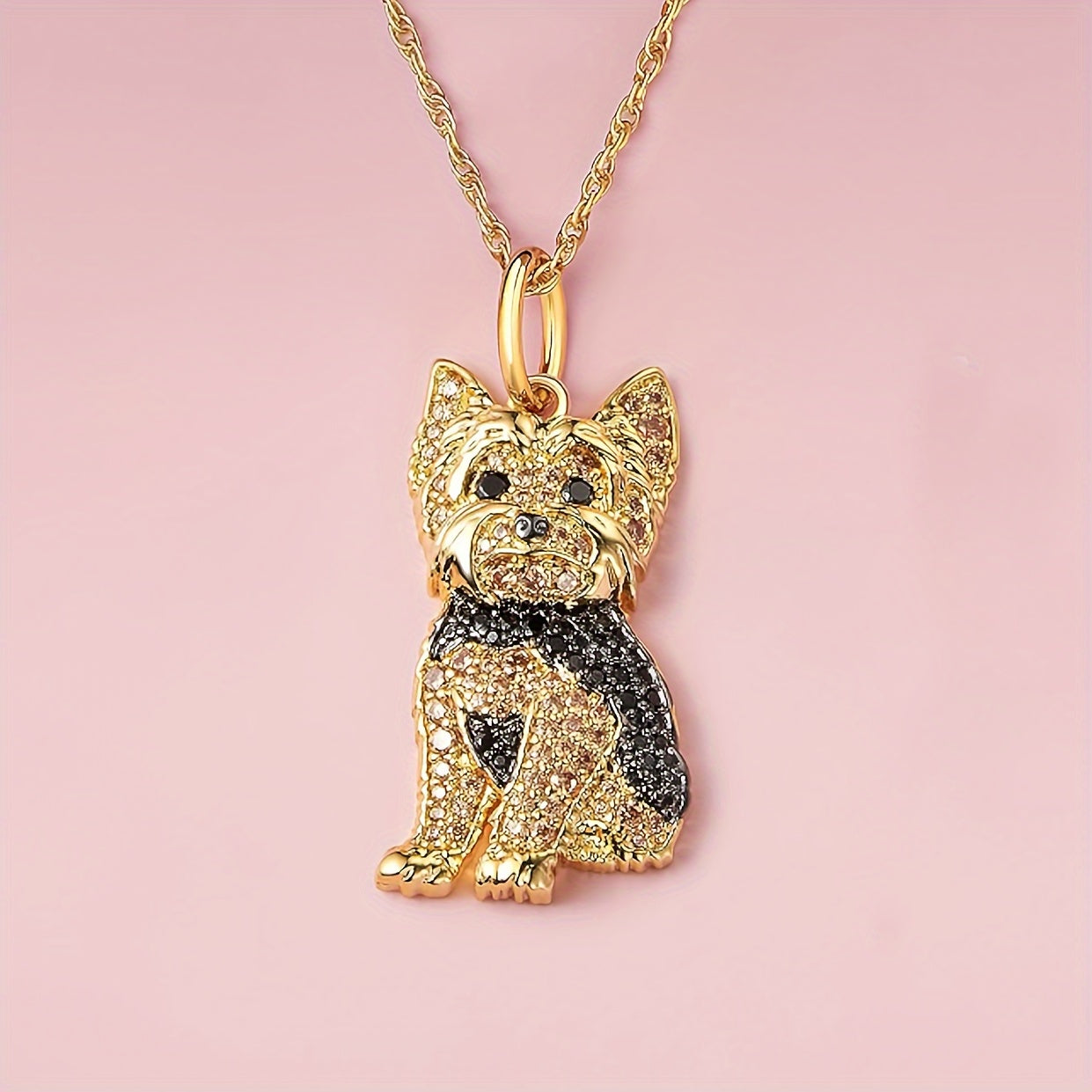 Royal Yorkie Rhinestone Pet Pendant Necklace