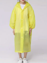 Kids Reusable Transparent Raincoat Button Front