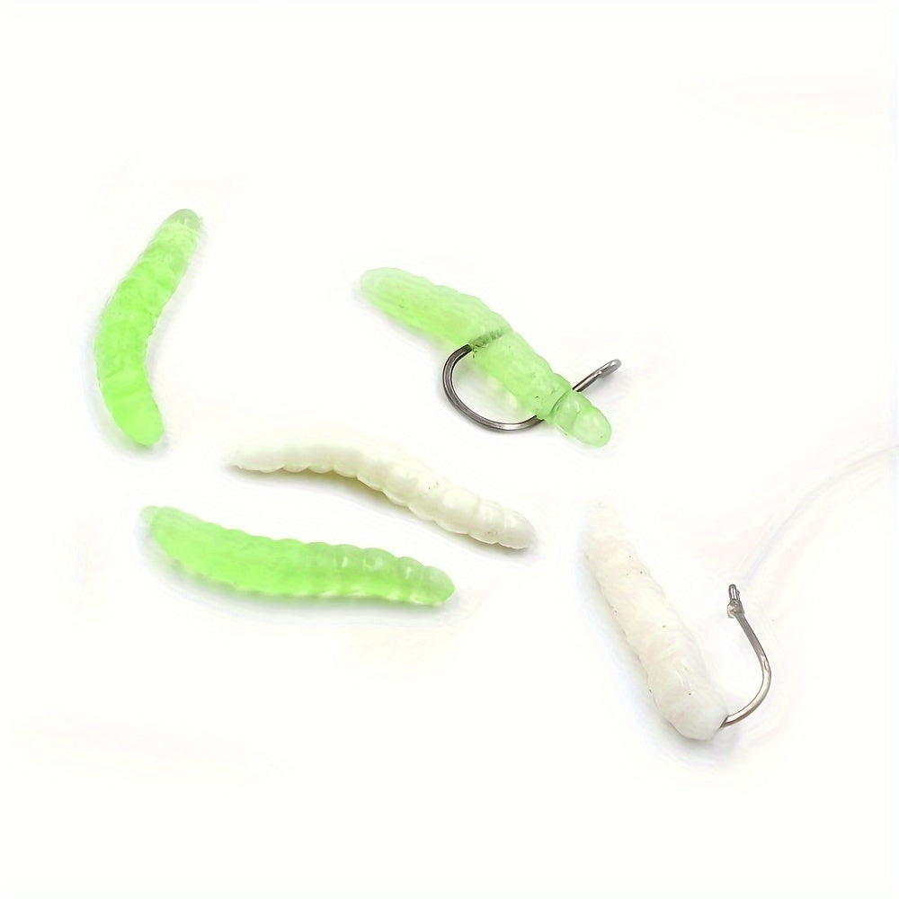 40pcs Mixed Green Earth Worm Soft Lure Fishing Bait