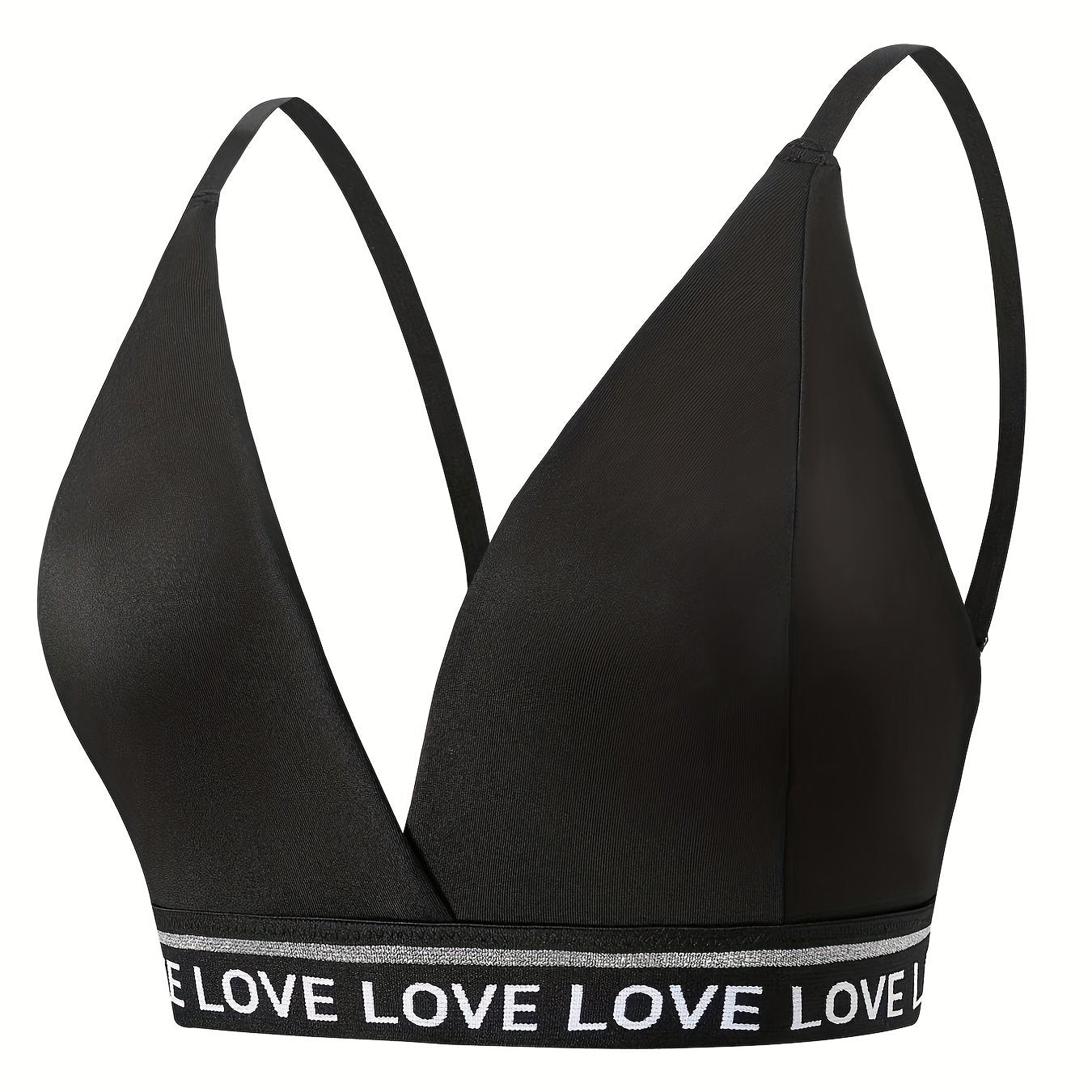 Sexy Bra Women's Plus Letter Tape Deep V Neck Stretch Lingerie Bra