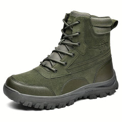 Men's Solid Zipper Tactical High Top Boots Anti-skid Wear-resistant Hiking