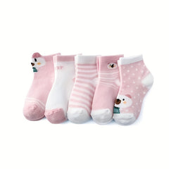5 Pairs of Cute Bear Socks for Spring & Summer