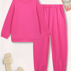 Women's Plus Solid Long Sleeve Sweatshirt & Pants Set