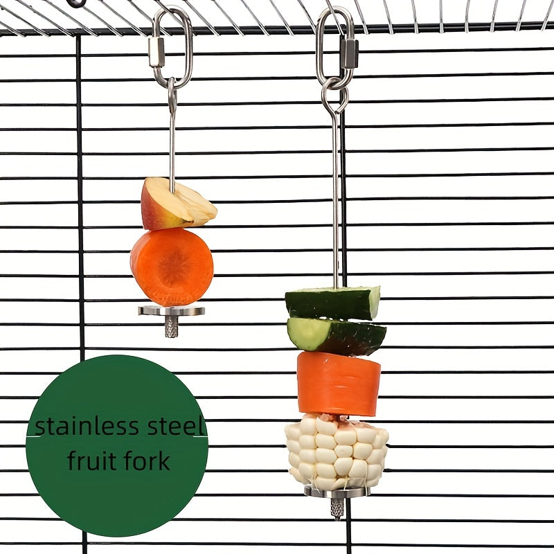 Large Parrot Food Rack with Foraging Toys & Snack Skewer