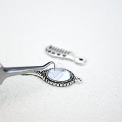Miniature Mirror Comb Set for Dollhouse Decor