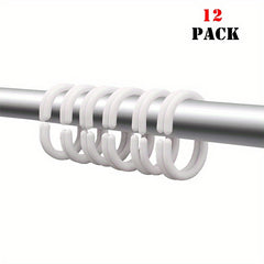 12pcs Decorative Shower Curtain Hooks Stainless Steel Rust-proof