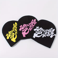 Hip Hop Unisex Beanie Classic Letter Jacquard Elastic Skull Cap Y2K Knit Hats