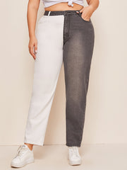 Colorblock High Rise Jeans Plus Size