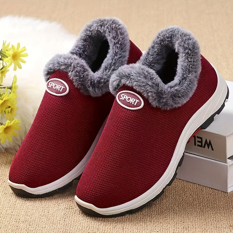 Women's Letter Patched Faux Fur Lined Snow Boots