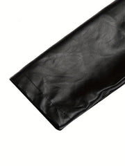 Punk Solid Jacket Zipper Layered Stitching Long Sleeve Outerwear