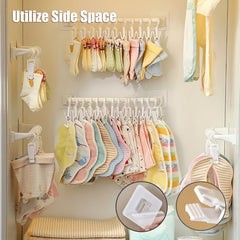 Kids Wardrobe Hanging Rod Stick Wall Storage Hanging Rack With Clip