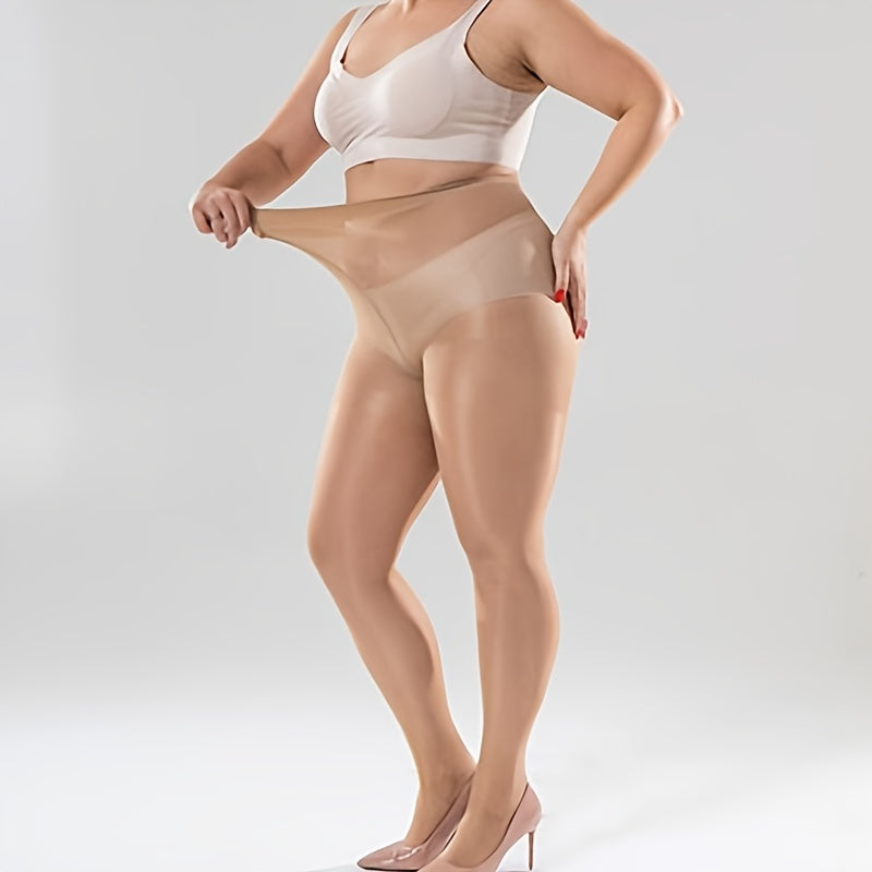 Plus Size High Waist Sheer Mesh Tights Control Top