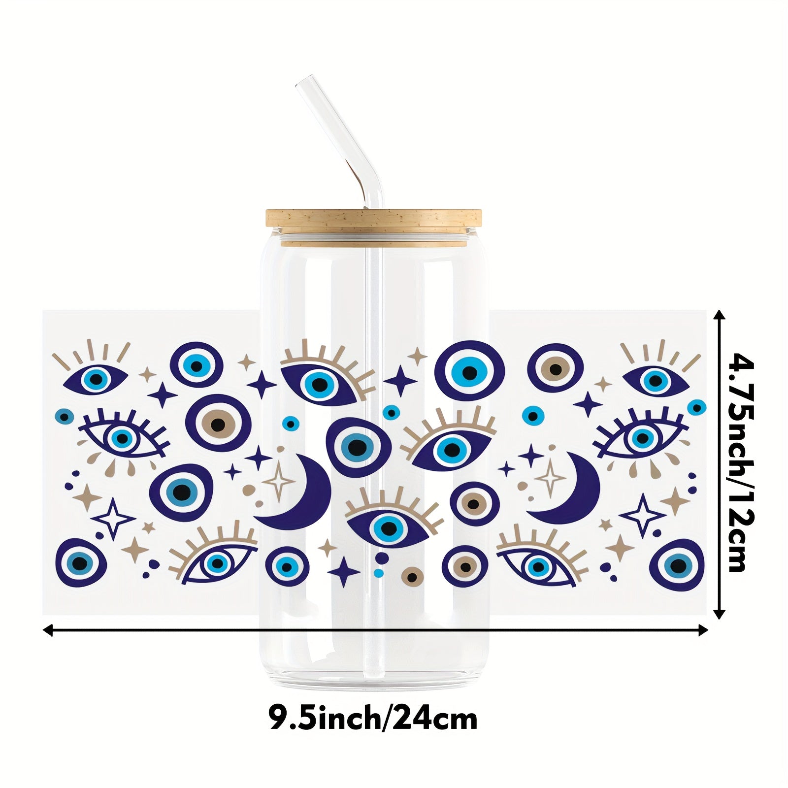 3D Eye UV DTF Transfer Sticker For 16 OZ Glass Cups DIY Wrapping Bottle Sticker