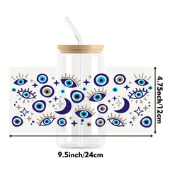3D Eye UV DTF Transfer Sticker For 16 OZ Glass Cups DIY Wrapping Bottle Sticker