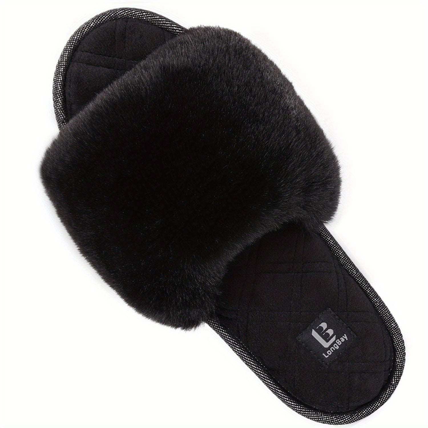 Women's Fluffy Slide Slippers Comfy Round Open Toe Slip On House Shoes