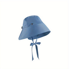 Ribbon Lace Up Bucket Hats Solid Ponytail Sun Hat Summer UV Protection