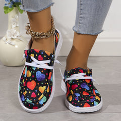 Colorful Love Heart Pattern Slip On Shoes for Women