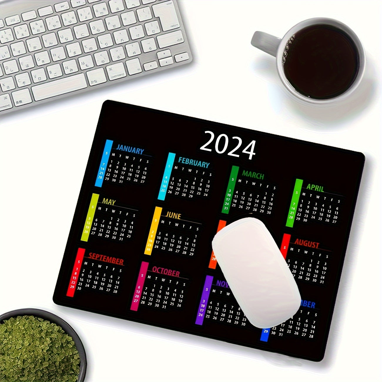 Calendar Mouse Pad Non-Slip Rubber Mat for Office Laptops