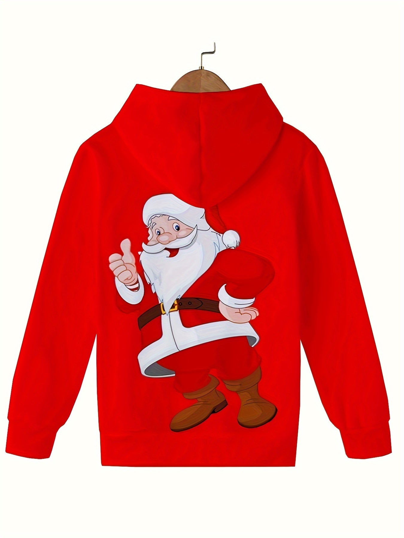 Santa Claus Graphic Hooded Sweatshirt Girls Solid Pullover