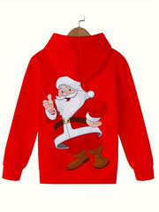 Santa Claus Graphic Hooded Sweatshirt Girls Solid Pullover