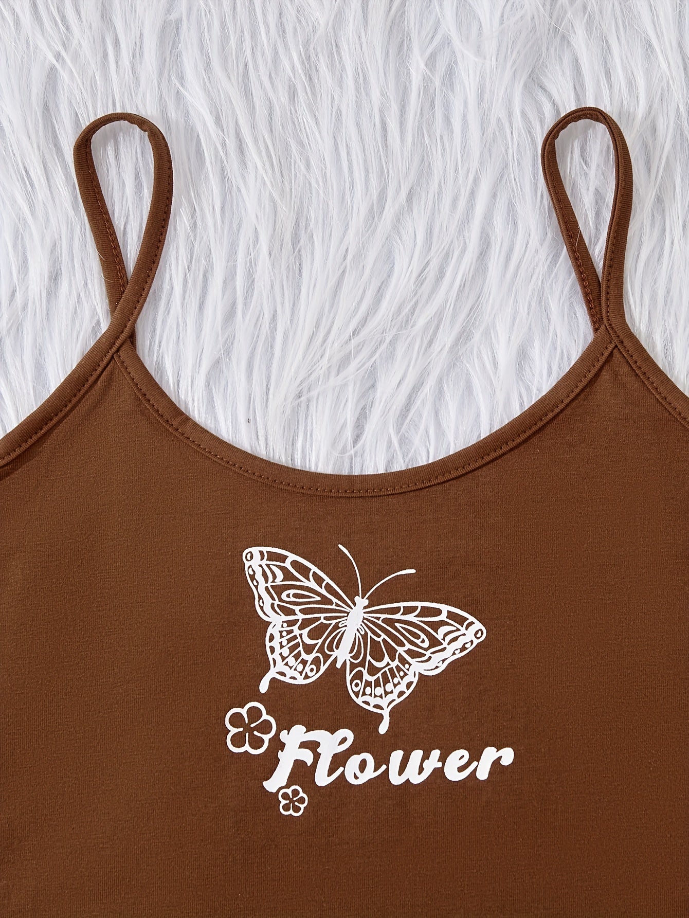 Girls Butterfly & Letter Cami Top & Sweatpants Set Kids Summer Clothes