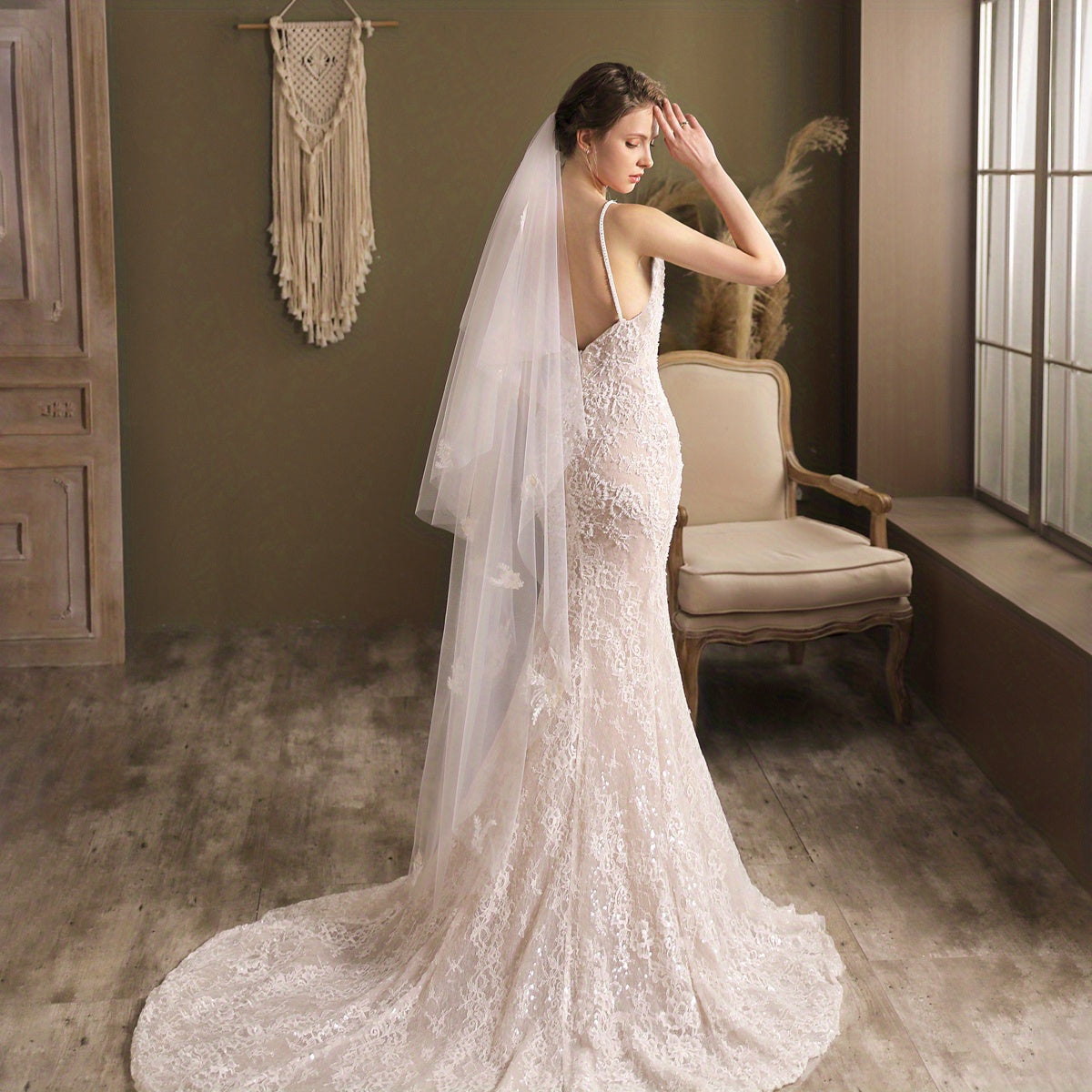 Vintage Floral Bridal Wedding Hair Veil with Comb