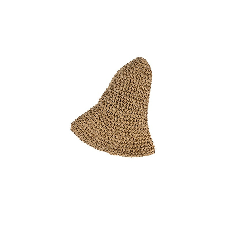 Brown Hollow Crochet Sun Hat French Style Lightweight Straw Hats Women