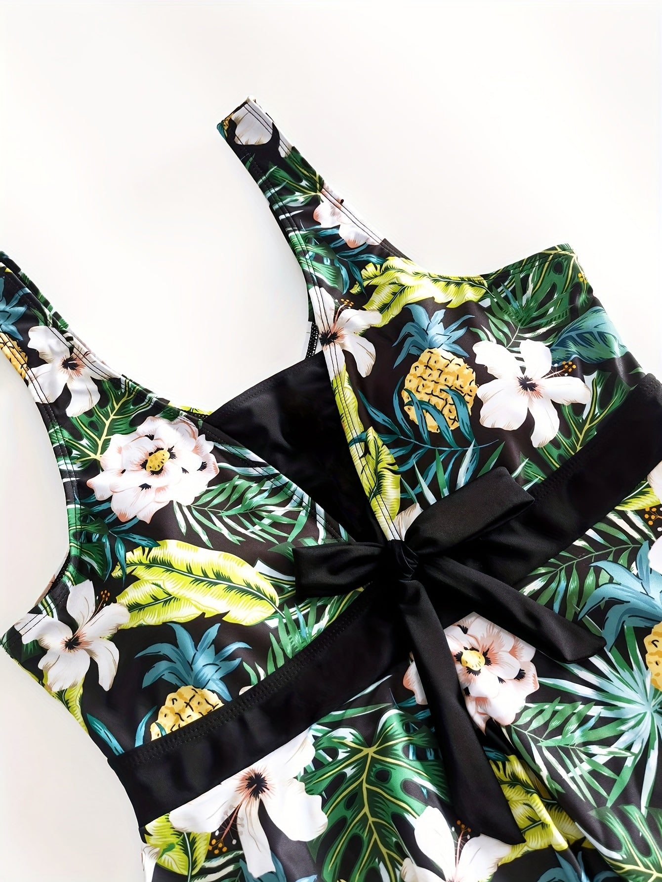 Boho Tankini Set Tropical Print Tie Front Top & Panty Swimsuit