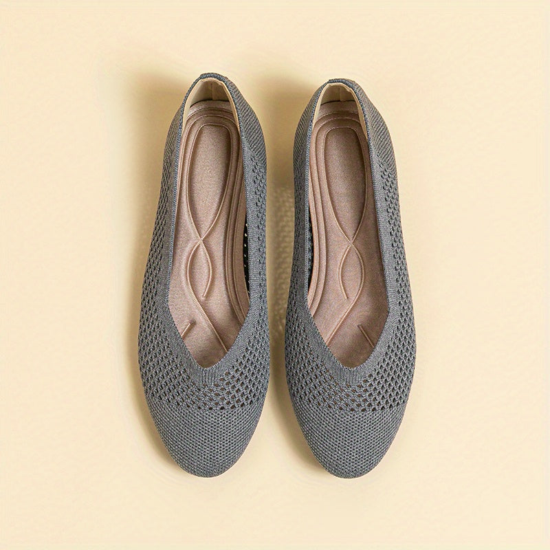 Women's Knit Flat Shoes Soft Sole Slip On Casual Shoes