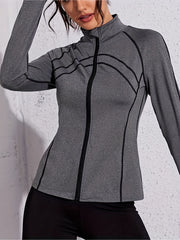 Stand up Collar Zipper Yoga Jacket Long Sleeve