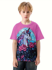 3D Unicorn Print T shirt Breathable Pullover For Summer Sports