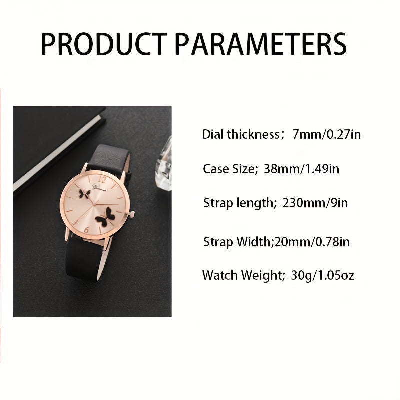 Butterfly Watch with Rhinestones & Starry Sky Dial - Set of 5
