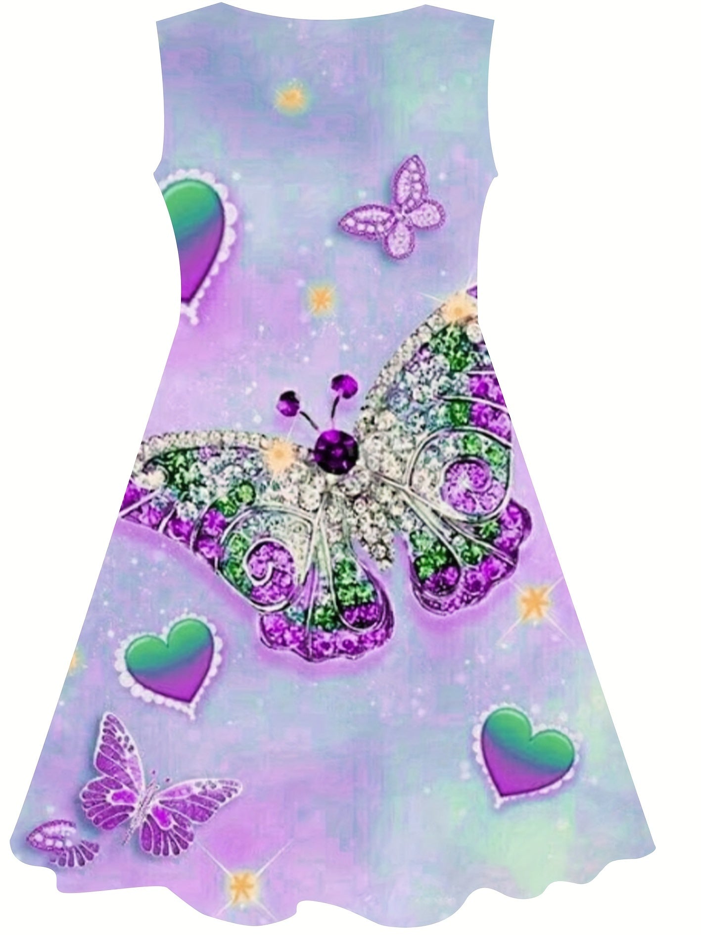 Girls 3D Butterfly Sleeveless Dress Summer Outdoor