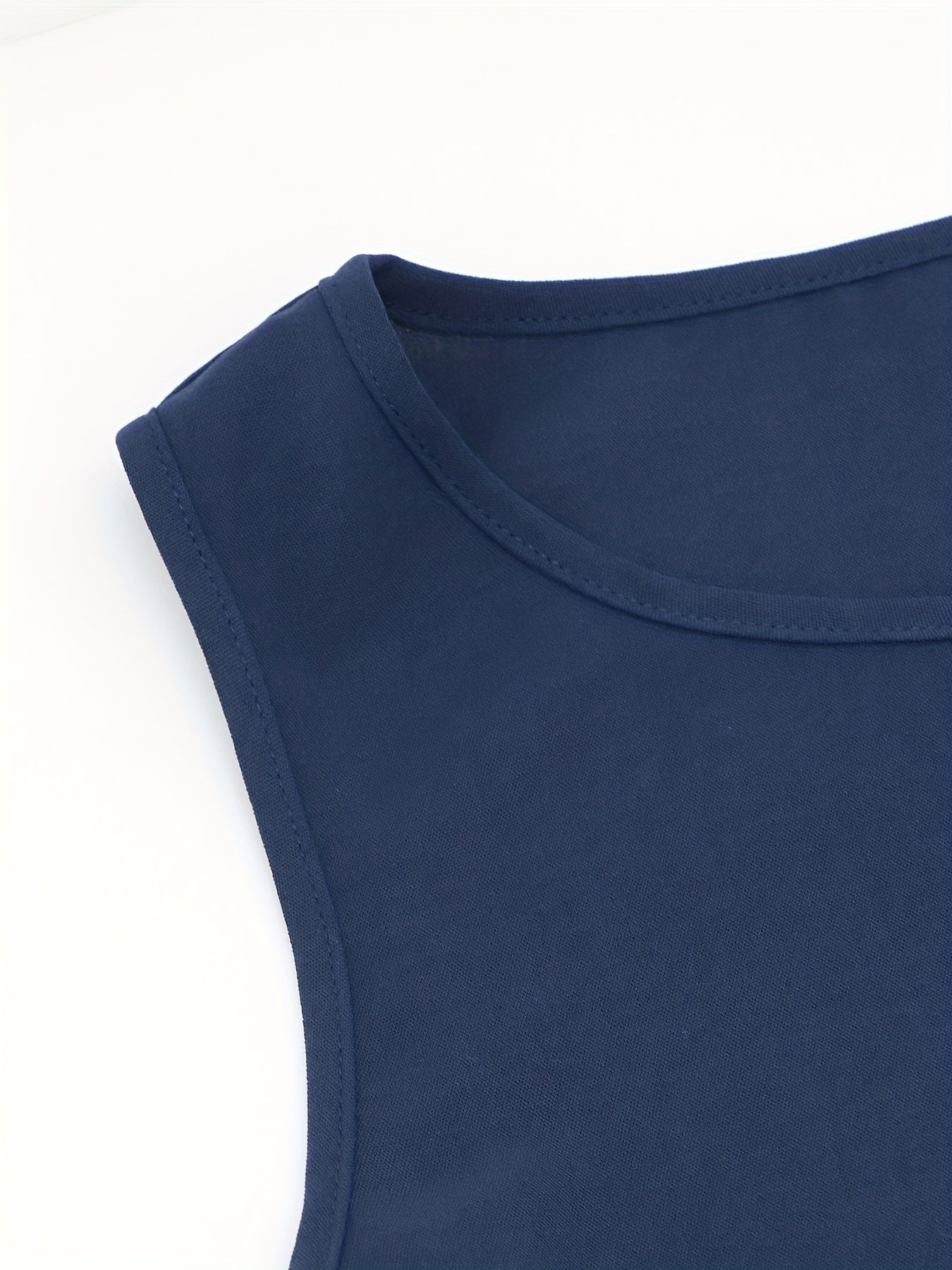 Split Solid Dress Casual Crew Neck Sleeveless Blouson Dress
