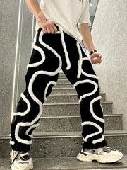 Men's Slim Fit Jeans with Fuzzy Rope Detail