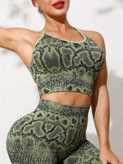 Snake Pattern Sports Bra & Running Leggings Set Women's Activewear
