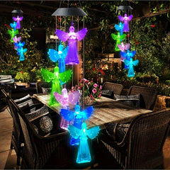 Solar Angel Wind Chime with LED Light for Home and Garden Decor