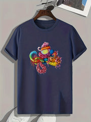 Snake & Other Animals Print Men's Graphic Tee for Summer