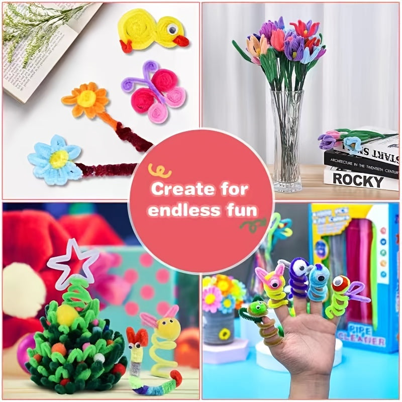 100 Pcs 6mm x 12" Pipe Cleaners Crafts Soft Bristle Durable Flexible Supplies