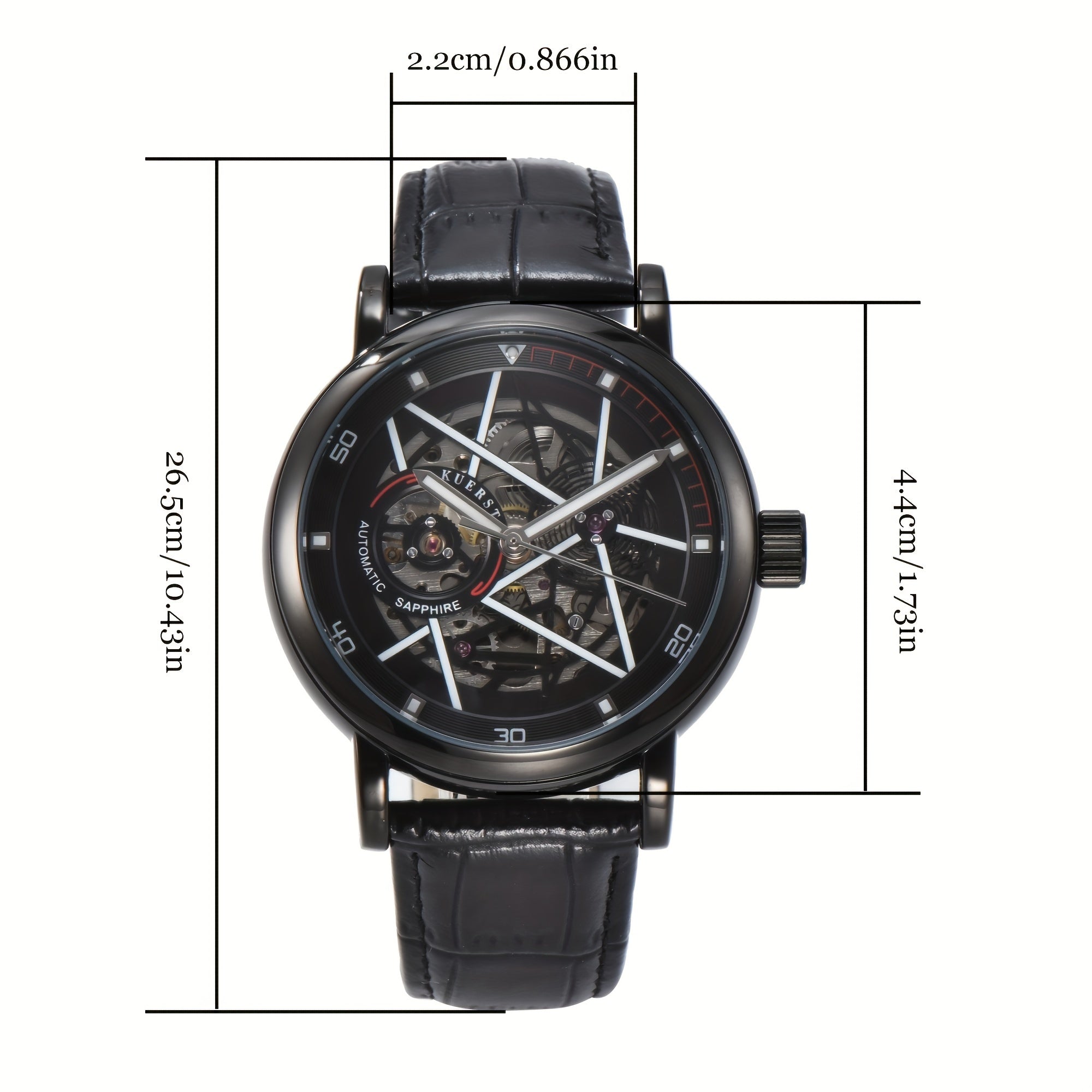 Teen's Luminous Watch Hollow 3D Dial Belt Automatic Mechanical Wristwatch