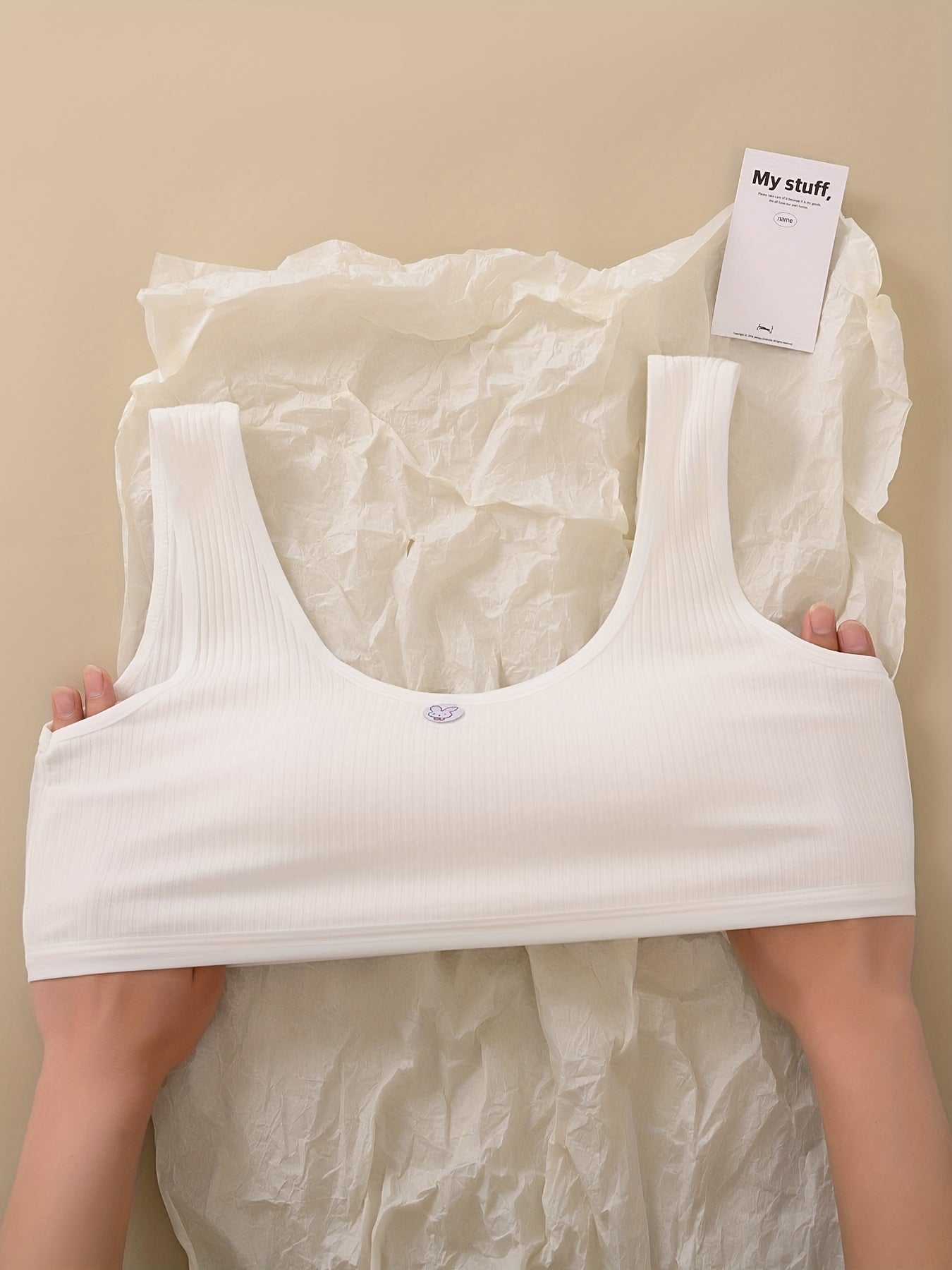 3pcs Rabbit Graphic Ribbed Underwear