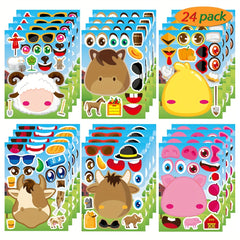 24pc Children's Farm Animal Stickers DIY Craft Party Game Supplies