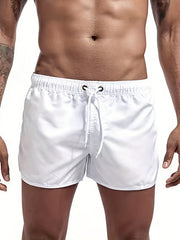 Men's Quick Drying Beach Shorts - Solid Waist Drawstring Shorts